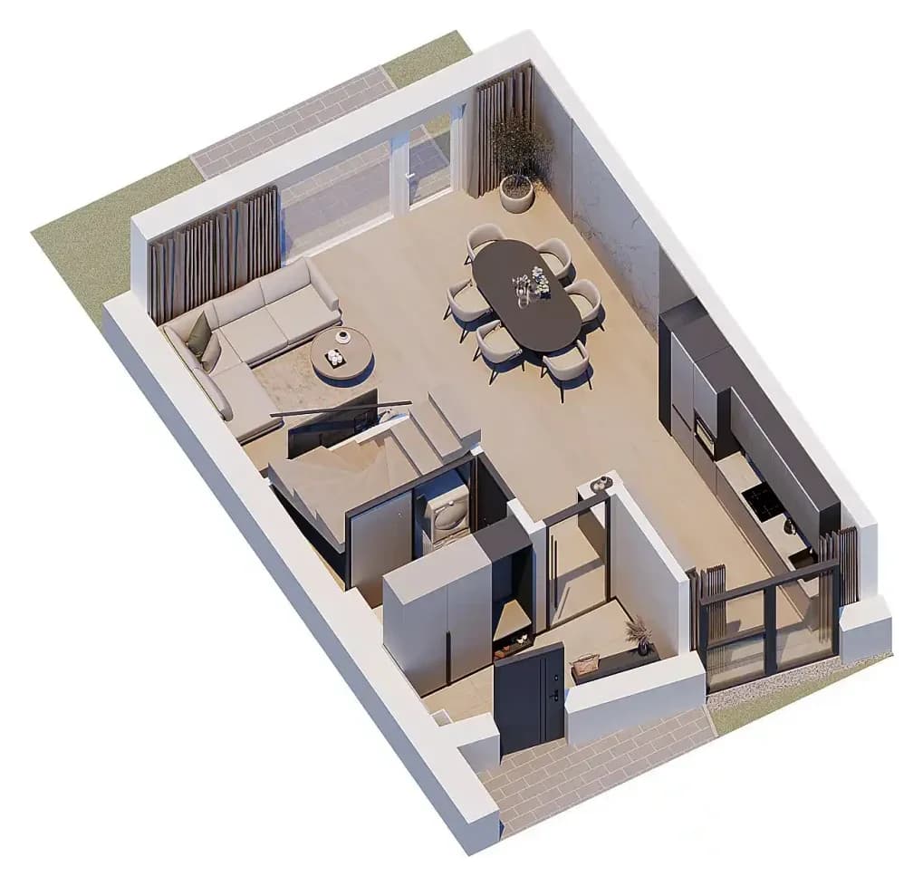 Rzut 3D parteru - Dom Łabędzia 6, Stawna Park Milicz